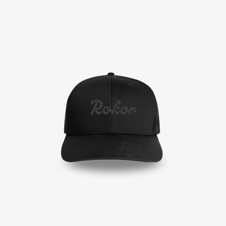 SCRIPT TRUCKER CAP - BLACK/GREY