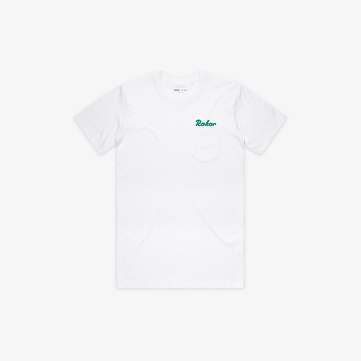 SCRIPT EMBLEM POCKET T-SHIRT - WHITE/GREEN